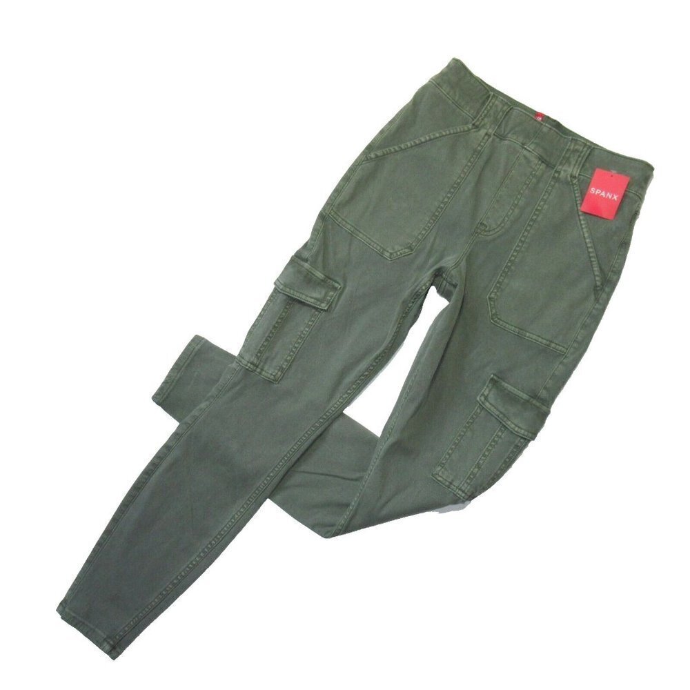 NWT SPANX 20311R Stretch Twill Ankle Cargo in Soft Sage Pull-on Stretch Pants S